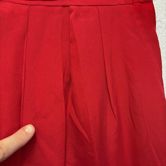 Vintage 90s 100% Silk Pleated Pants Womens 10 Red High Rise Christmas Holiday - Picture 7 of 16
